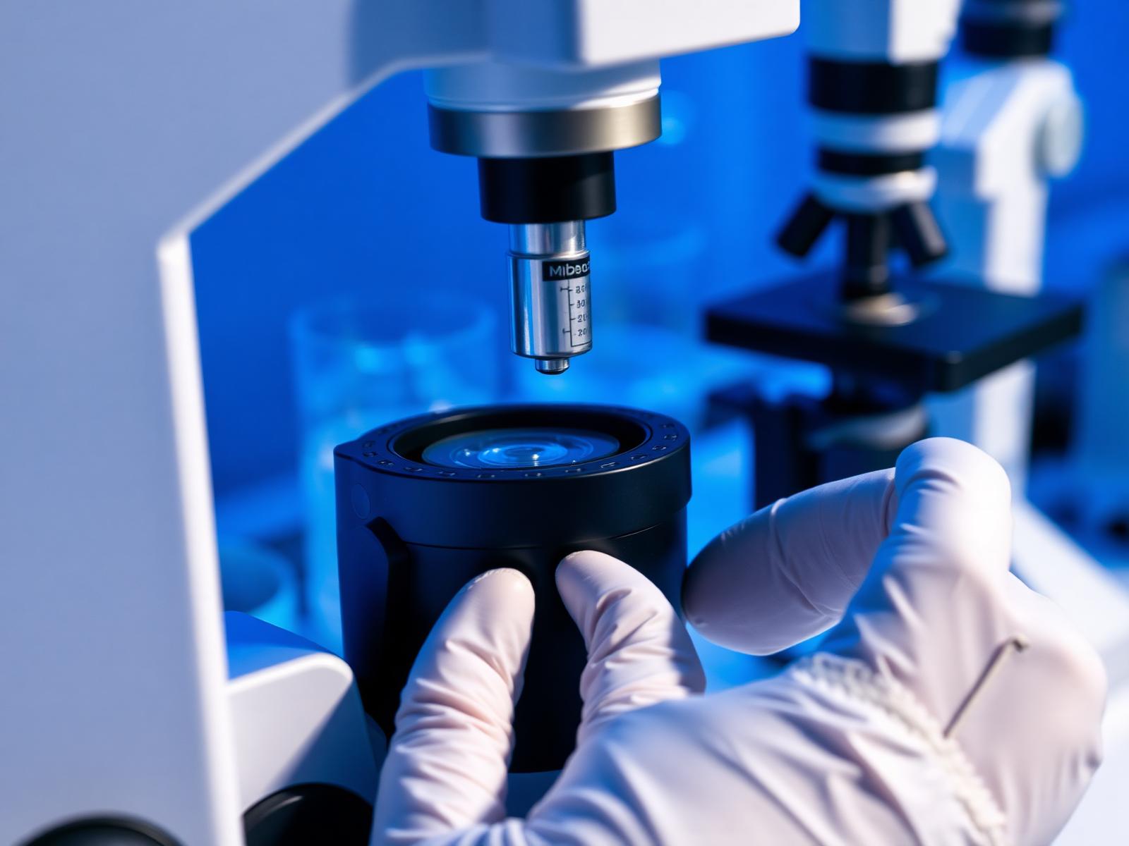 Teknisi mengkalibrasi alat laboratorium